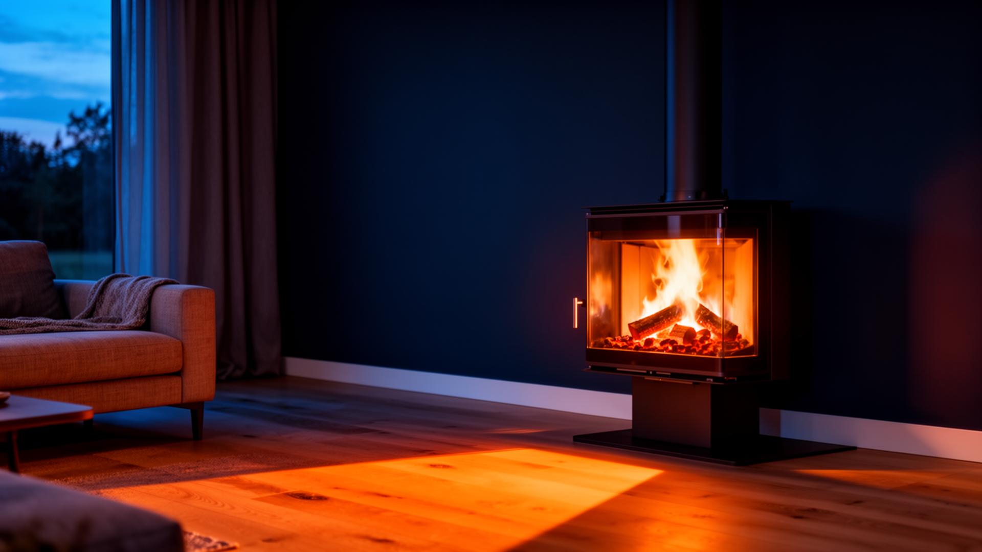 Gemütlicher Kaminofen mit warmem Feuer